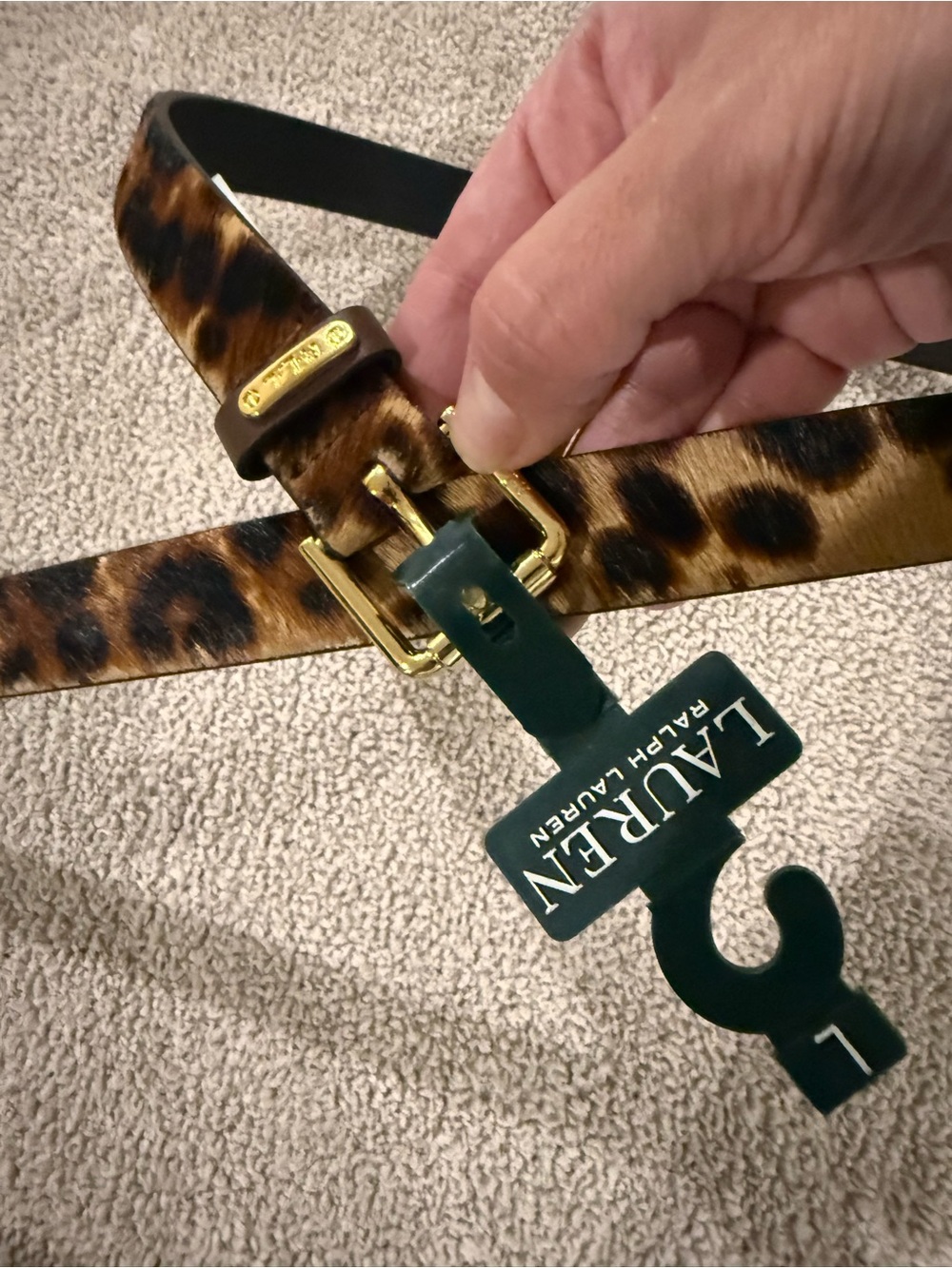 Ralph Lauren Leopard Print Belt with Gold-Tone Buckle